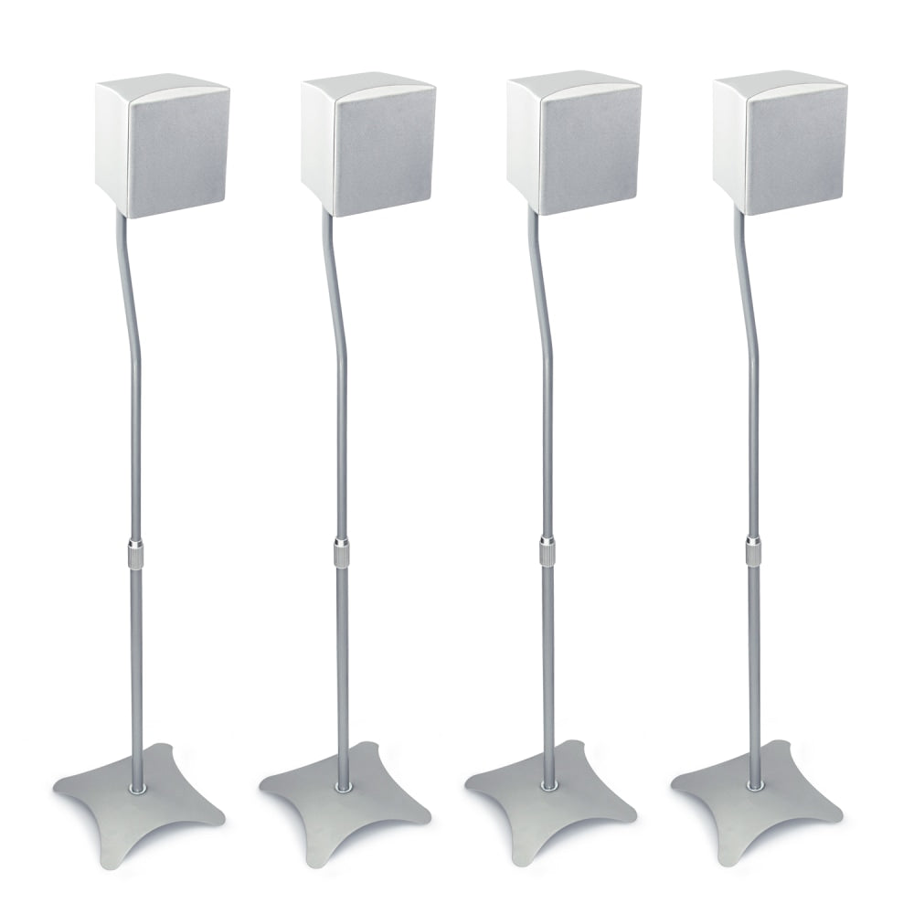 Mount-It! MI-1214S Home Theater Speaker Stands, 28inH x 5-5/16inW x 8-1/2inD, Silver, Set Of 4 Stands