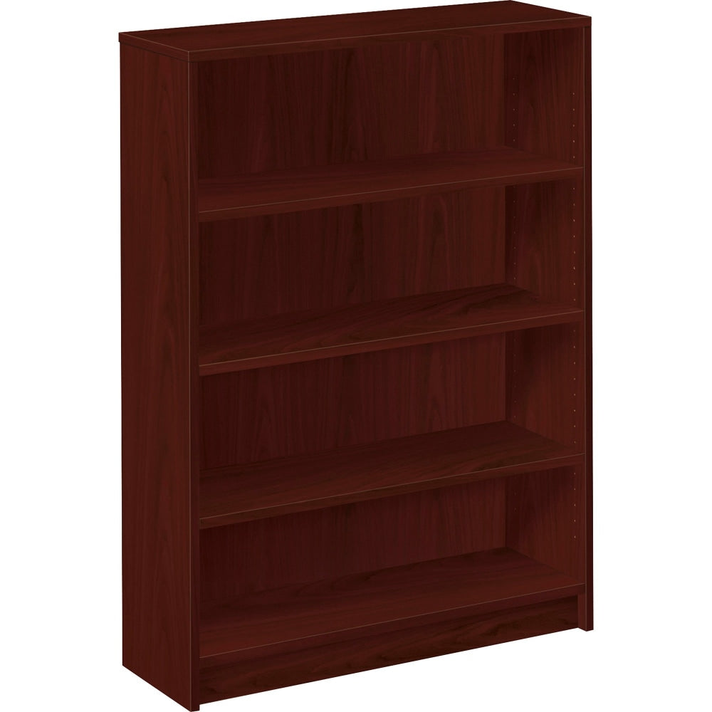 HON 1870-Series Laminate Modular Shelving Bookcase, 4 Shelves (3 Adjustable), 49inH x 36inW x 11-1/2inD, Mahogany