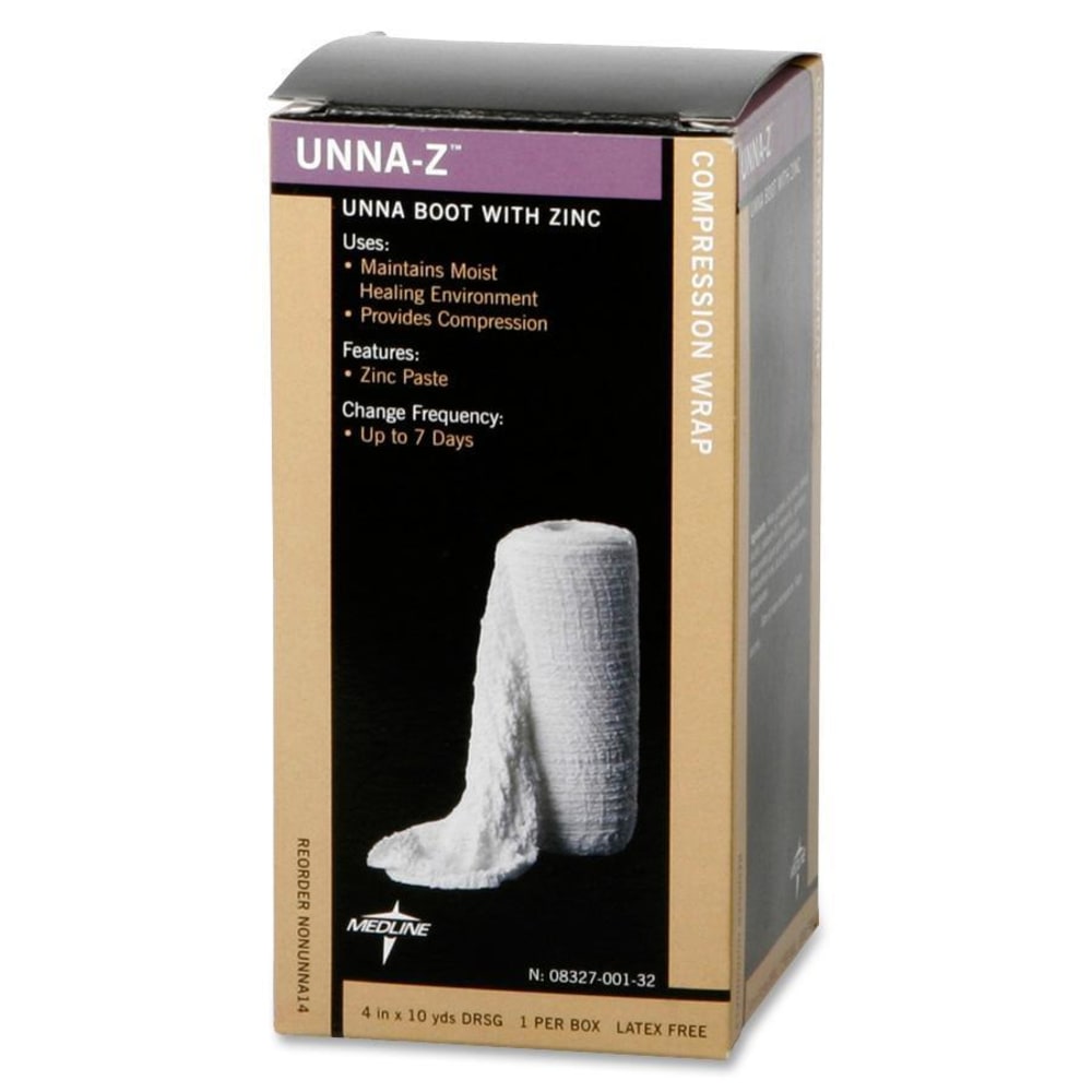 Medline Unna-Z Unna Boot Bandages, 4in x 10 Yd., White, Case Of 12