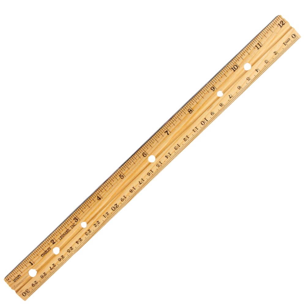 Charles Leonard Economy Wood Rulers, 1in x 12in, Natural, Pack Of 48 Rulers