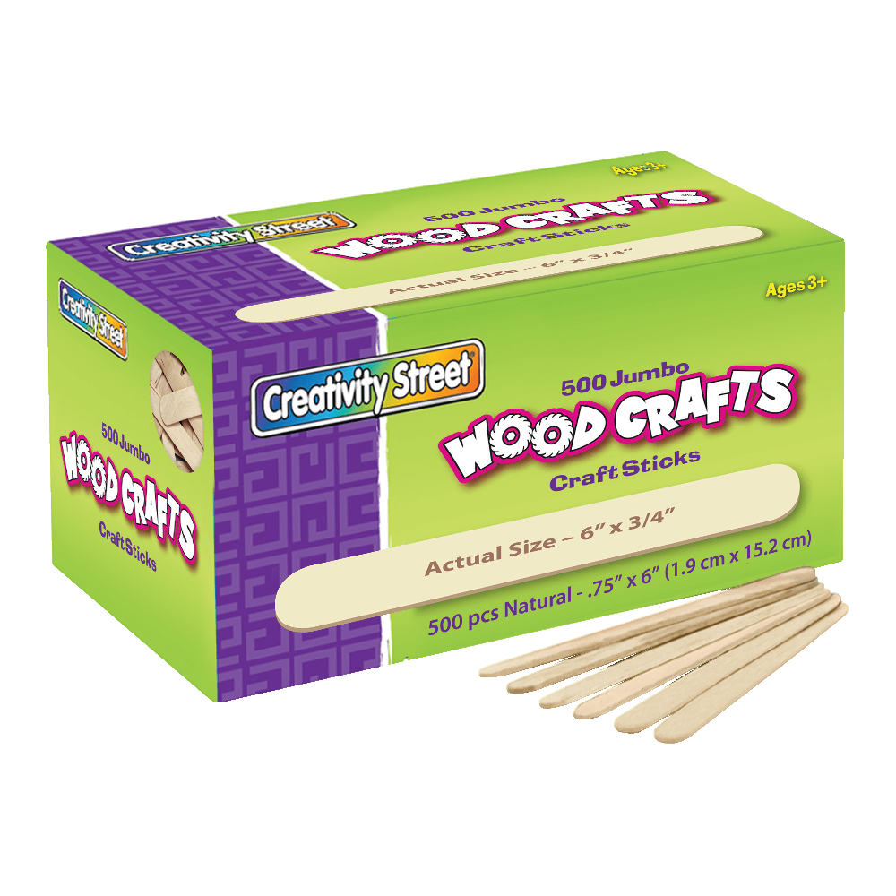 Creativity Street Wood Crafts Jumbo Craft Sticks, 6in x 3/4in x 2mm, Natural, Box Of 500