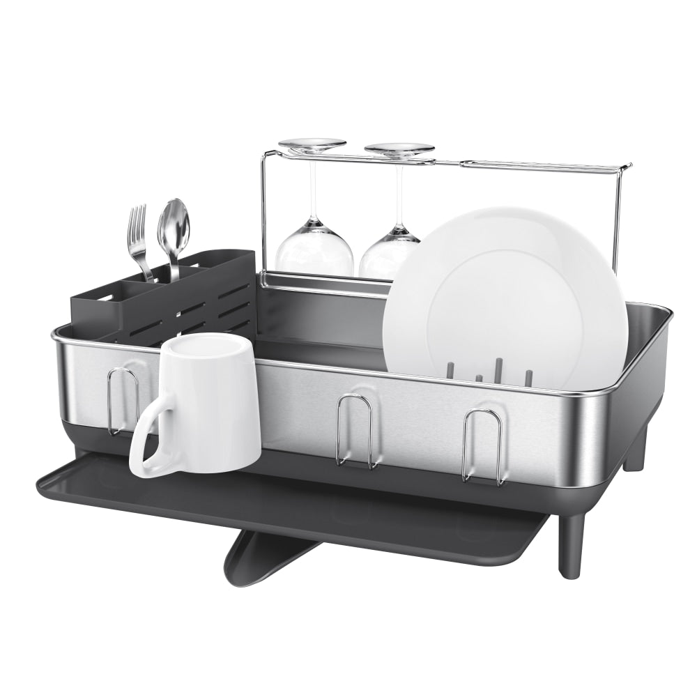 simplehuman Steel Frame Dish Rack, 11-1/2inH x 20-1/4inW x 22-5/16inD, Gray