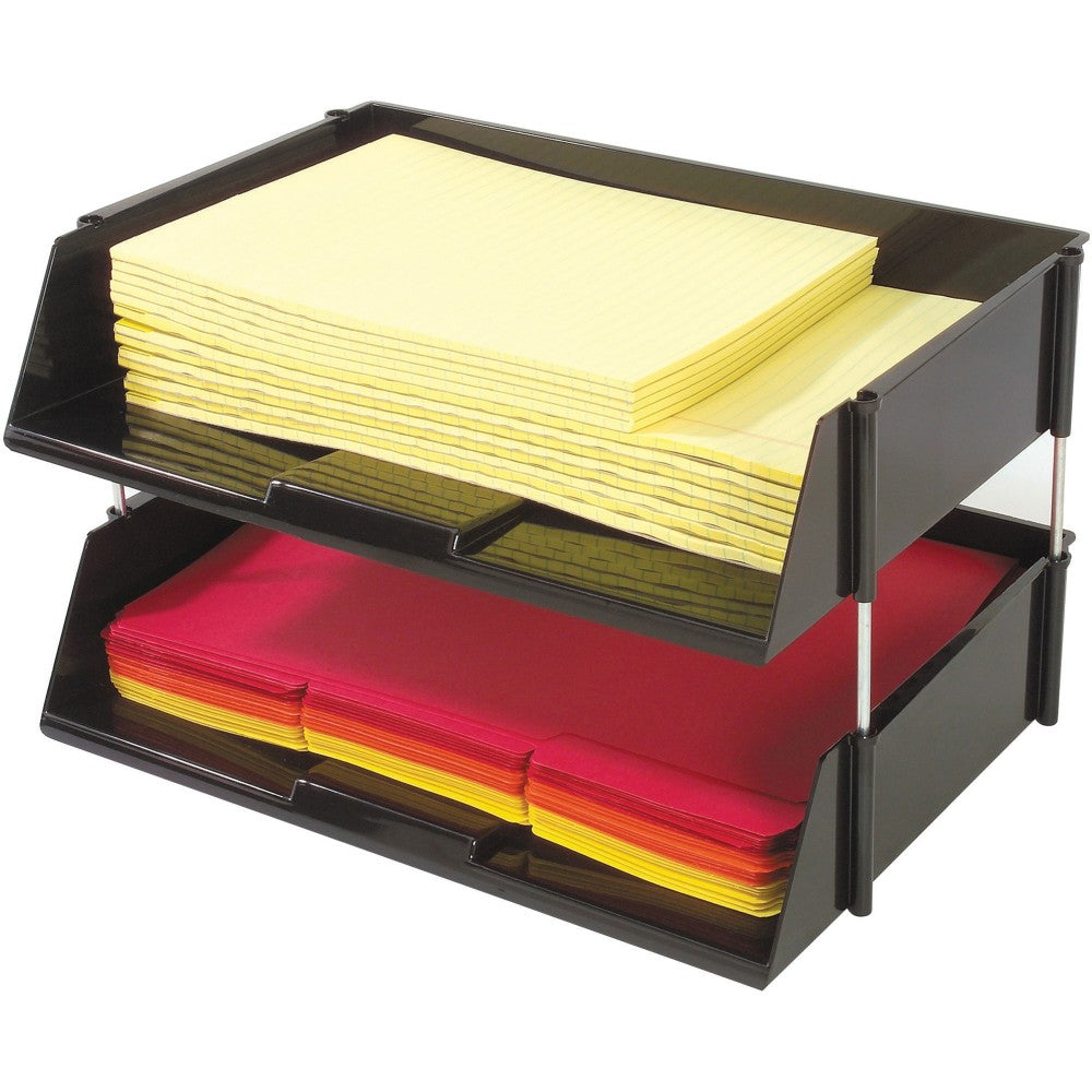 Deflecto Heavy-Duty Side-Loading Letter Tray, 3 1/4inH x 16 1/4inW x 11 3/16inD, Black