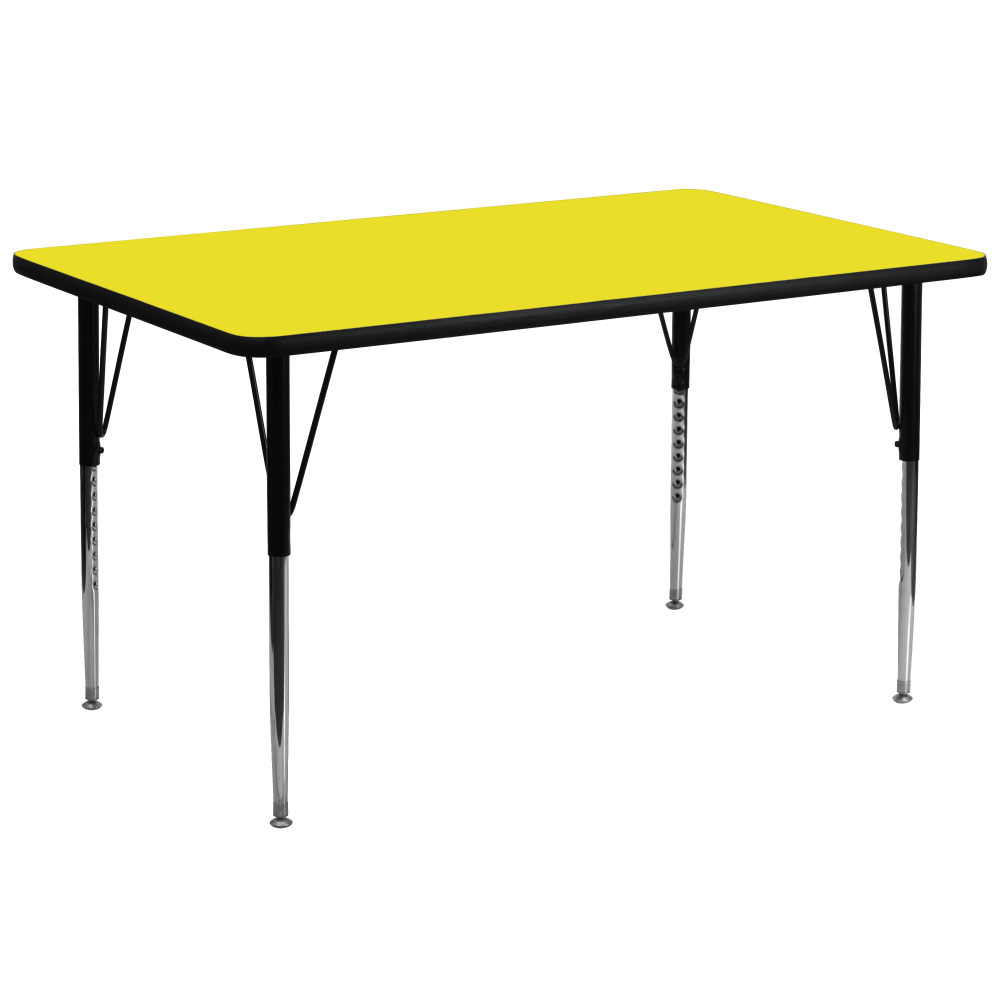 Flash Furniture 30inW Rectangular Height-Adjustable Activity Table, Yellow