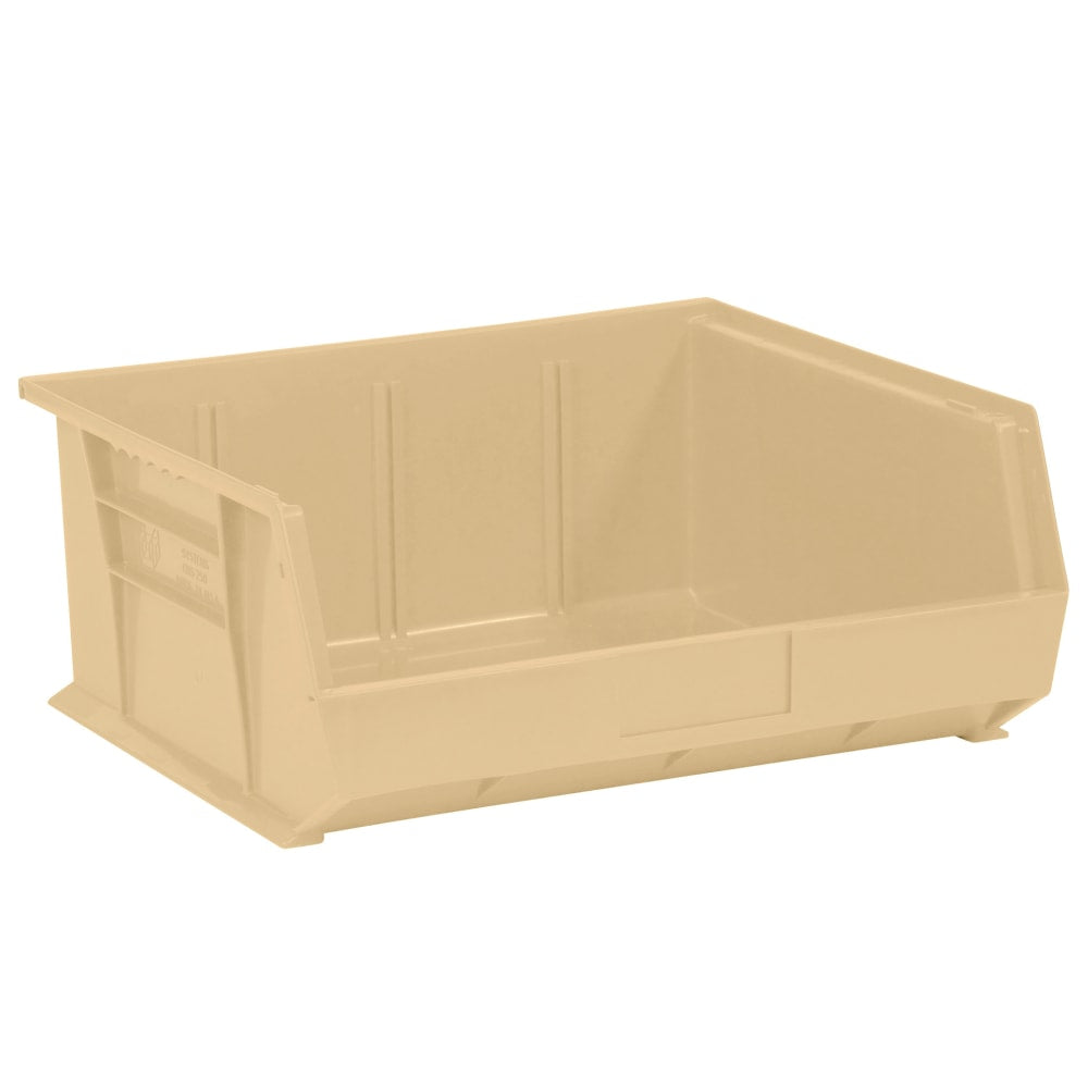 Partners Brand Plastic Stack & Hang Bin Boxes, Medium Size, 14 3/4in x 16 1/2in x 7in, Ivory, Pack Of 6