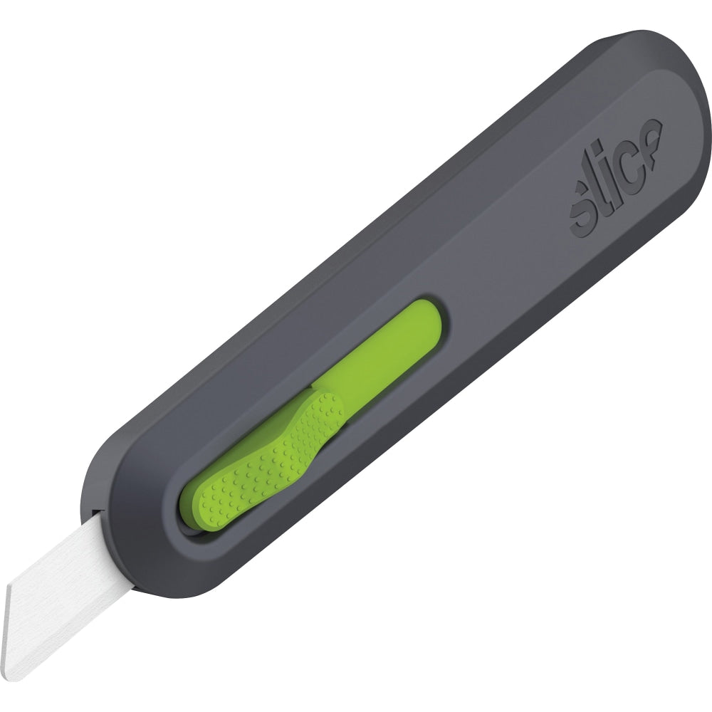 Slice Auto Retract Utility Knife - Ceramic Blade - Retractable, Non-sparking, Non-conductive, Rust-free Blade, Durable, Ambidextrous, Comfortable - Glass-filled Nylon, Stainless Steel, Zirconia, Carbon Steel - Gray, Green - 6.1in Length - 1 Each