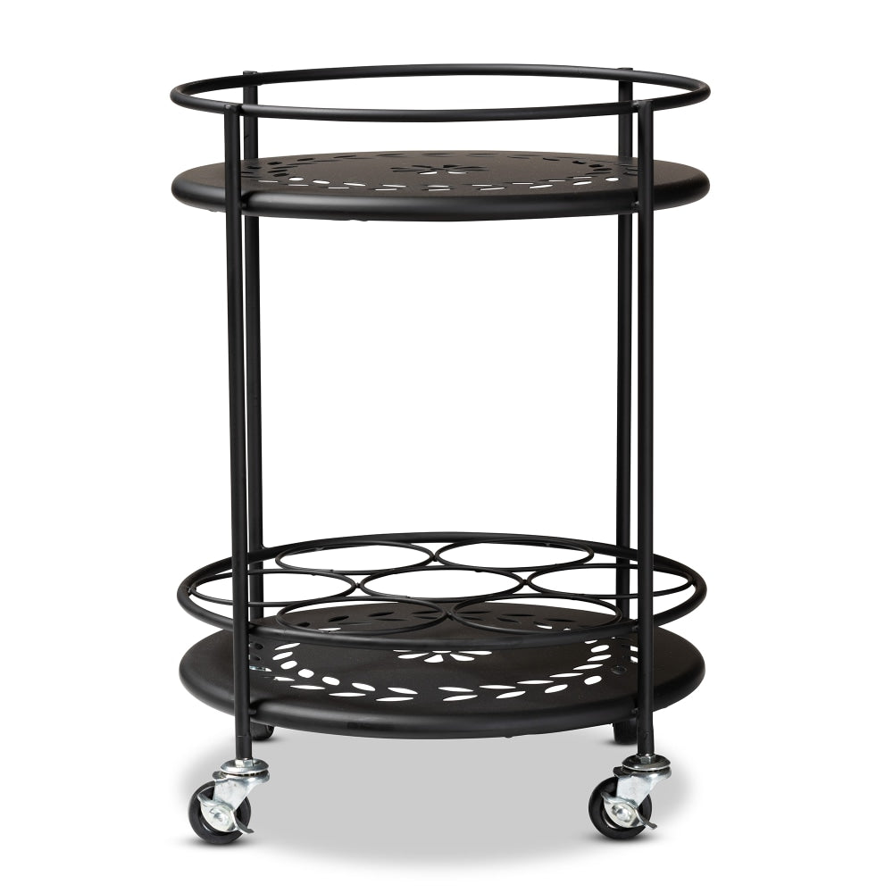 Baxton Studio Dallan 2-Tier Kitchen Cart, 18-5/8inH x 14inW, Black