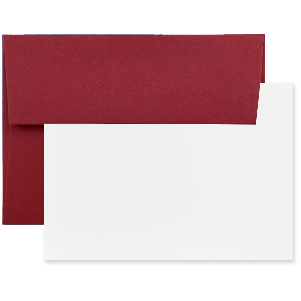 JAM Paper Stationery Set, 5 1/4in x 7 1/4in, Set Of 25 White Cards And 25 Dark Red Envelopes