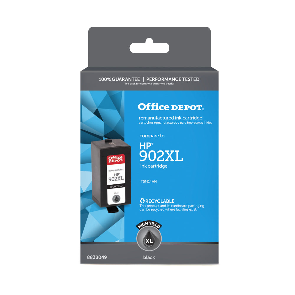 Office Depot Remanufactured Black High-Yield Ink Cartridge Replacement For HP 902XL