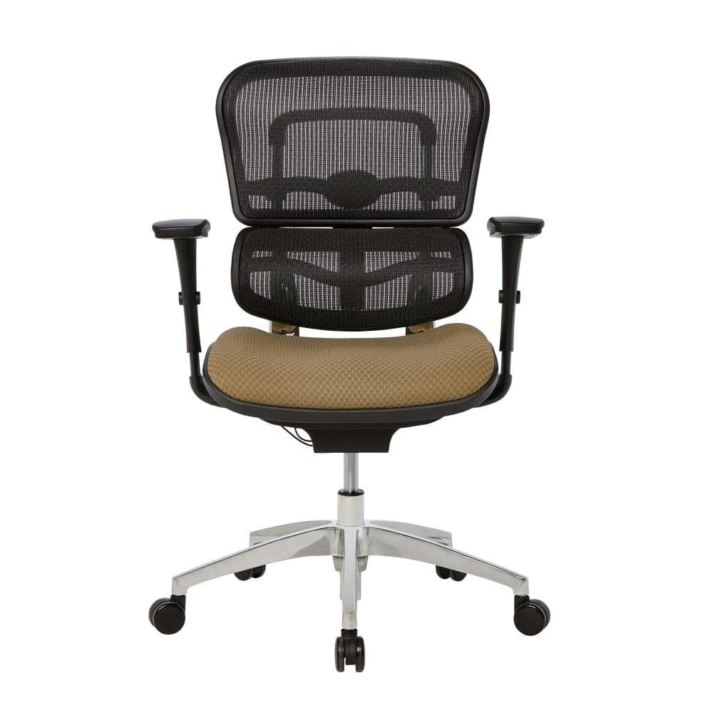 WorkPro 12000 Series Ergonomic Mesh/Premium Fabric Mid-Back Chair, Black/Beige, BIFMA Compliant