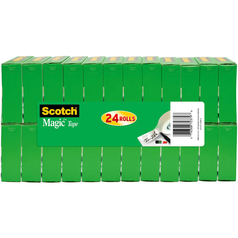 Scotch Magic Tape, Invisible, 3/4 in x 800 in, 24 Tape Rolls, Clear, Home Office and School Supplies