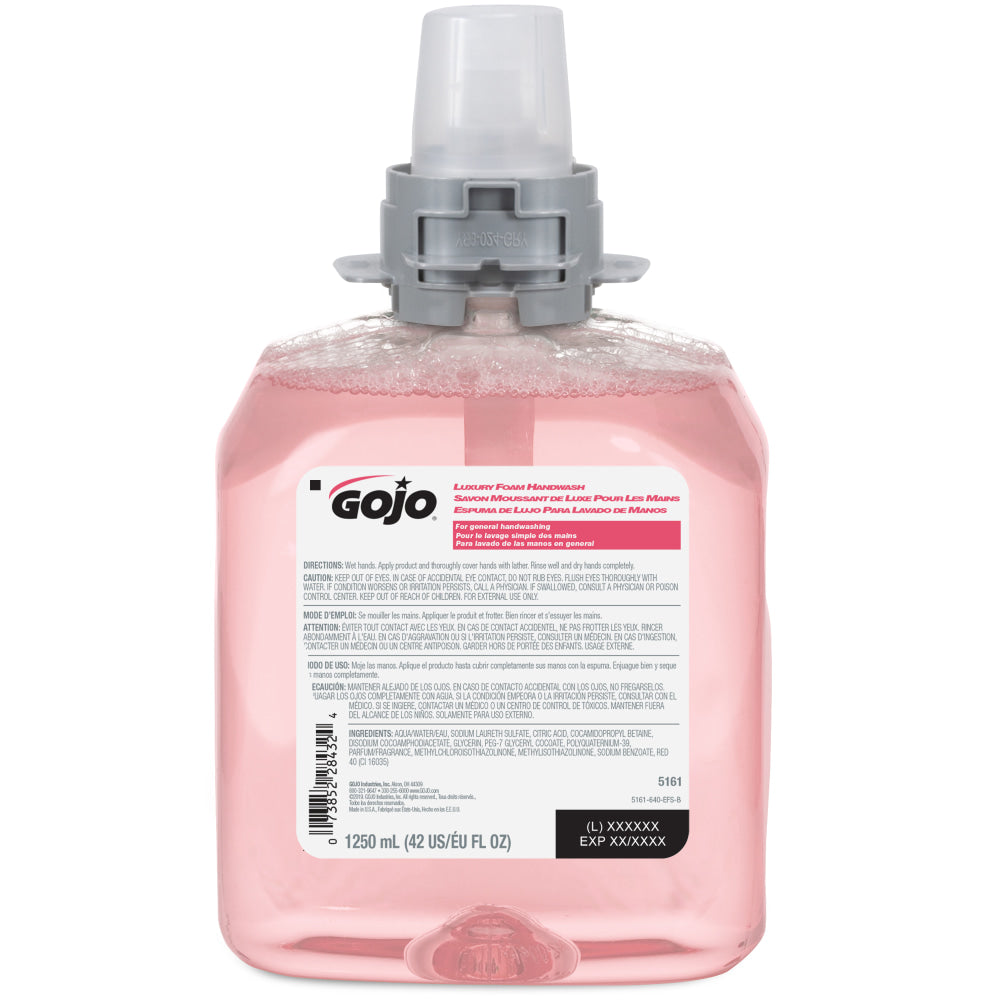 GOJO FMX-12 Luxury Foam Hand Wash Soap, Cranberry Scent, 42.27 Oz, Carton Of 4 Bottles