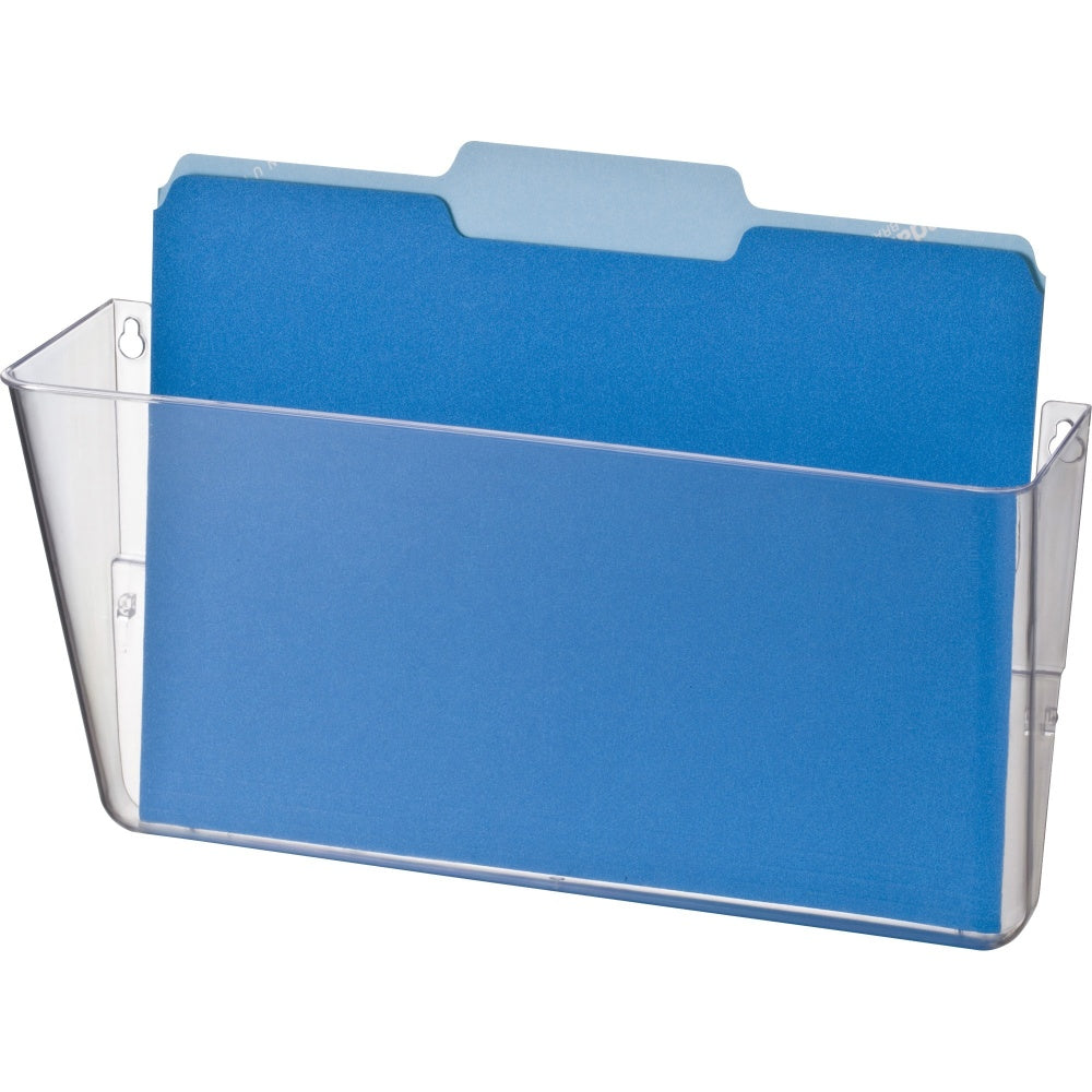 OIC Wall Mountable Plastic Space-Saving Files, 7in x 13in x 4.1in, Clear, Carton Of 4