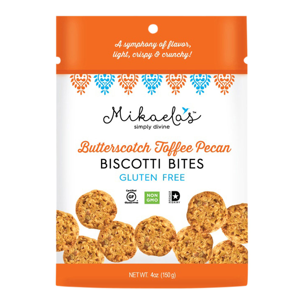 Mikaelas Simply Divine Biscotti Cookies, Butterscotch Toffee Pecan, Box Of 96 Cookies