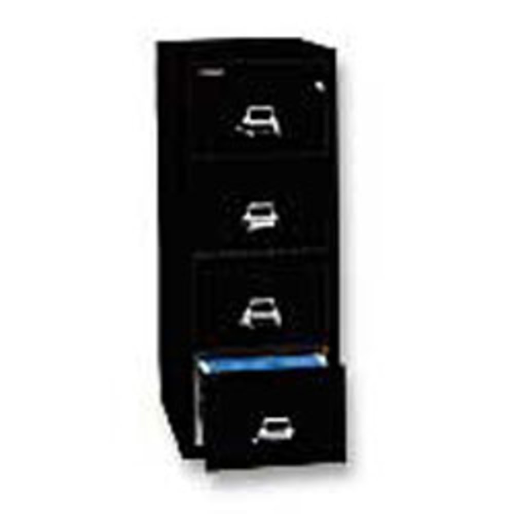 FireKing 25inD Vertical 4-Drawer Letter-Size Fireproof File Cabinet, Metal, Black, White Glove Delivery