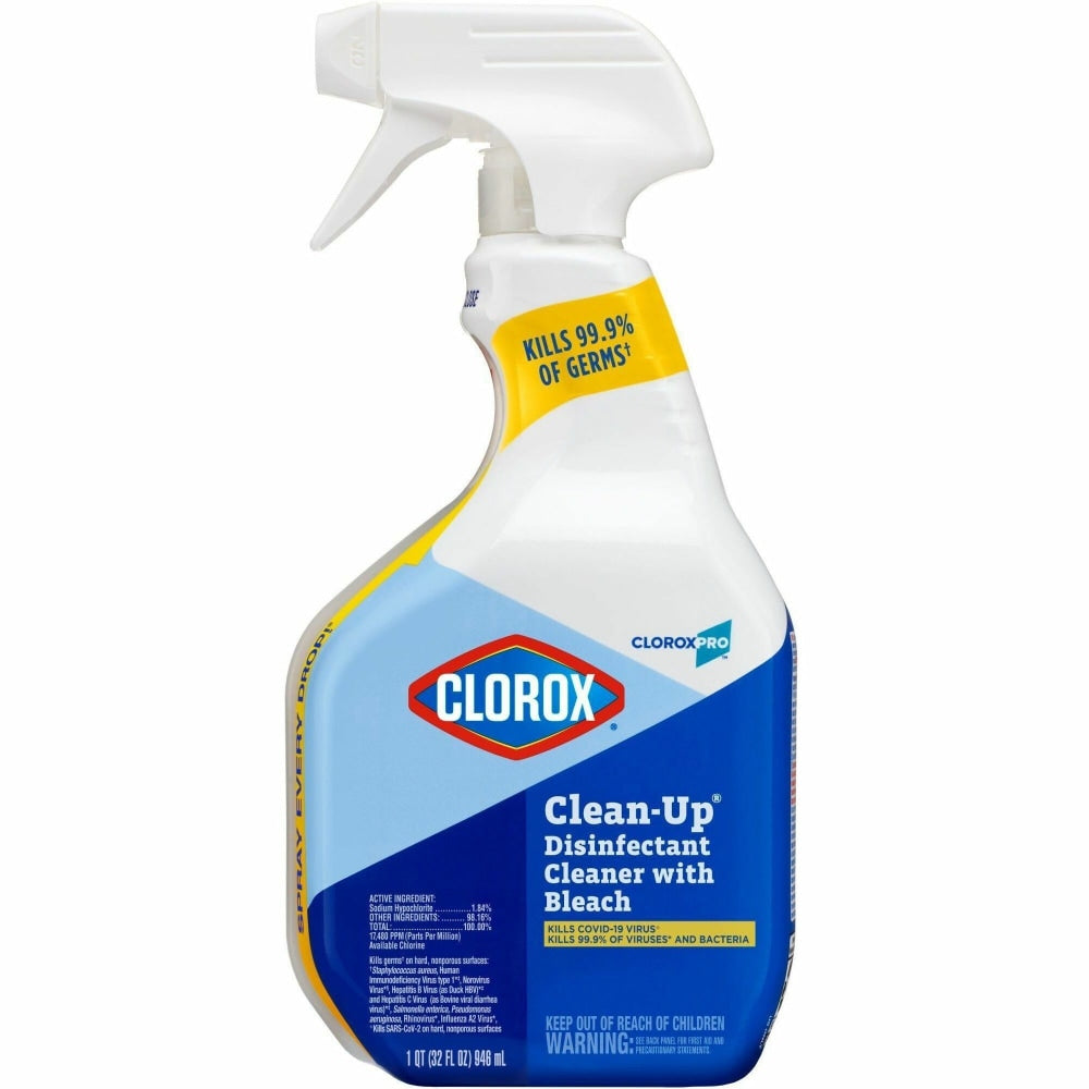 CloroxPro Clean-Up Disinfectant Cleaner with Bleach - Ready-To-Use Spray - 32 fl oz (1 quart) - 432 / Pallet - Clear