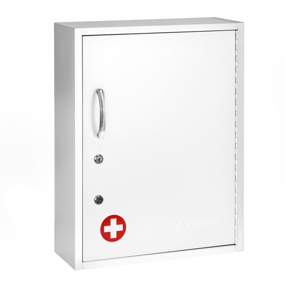 Alpine AdirMed Dual Lock Surface-Mount Medical Security Cabinets, 21inH x 16inW x 6inD, White, Pack Of 2 Cabinets