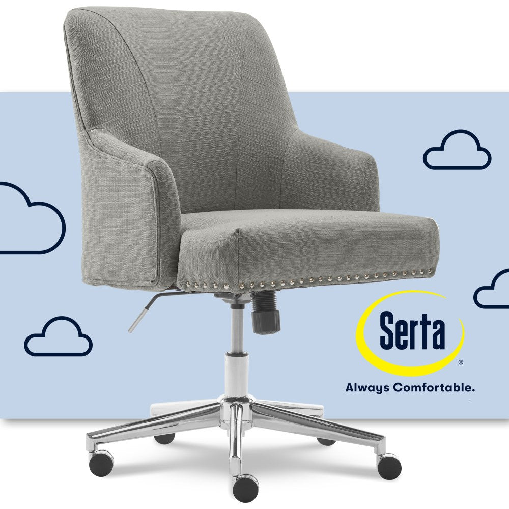 Serta Leighton Mid-Back Office Chair, Medium Gray/Chrome