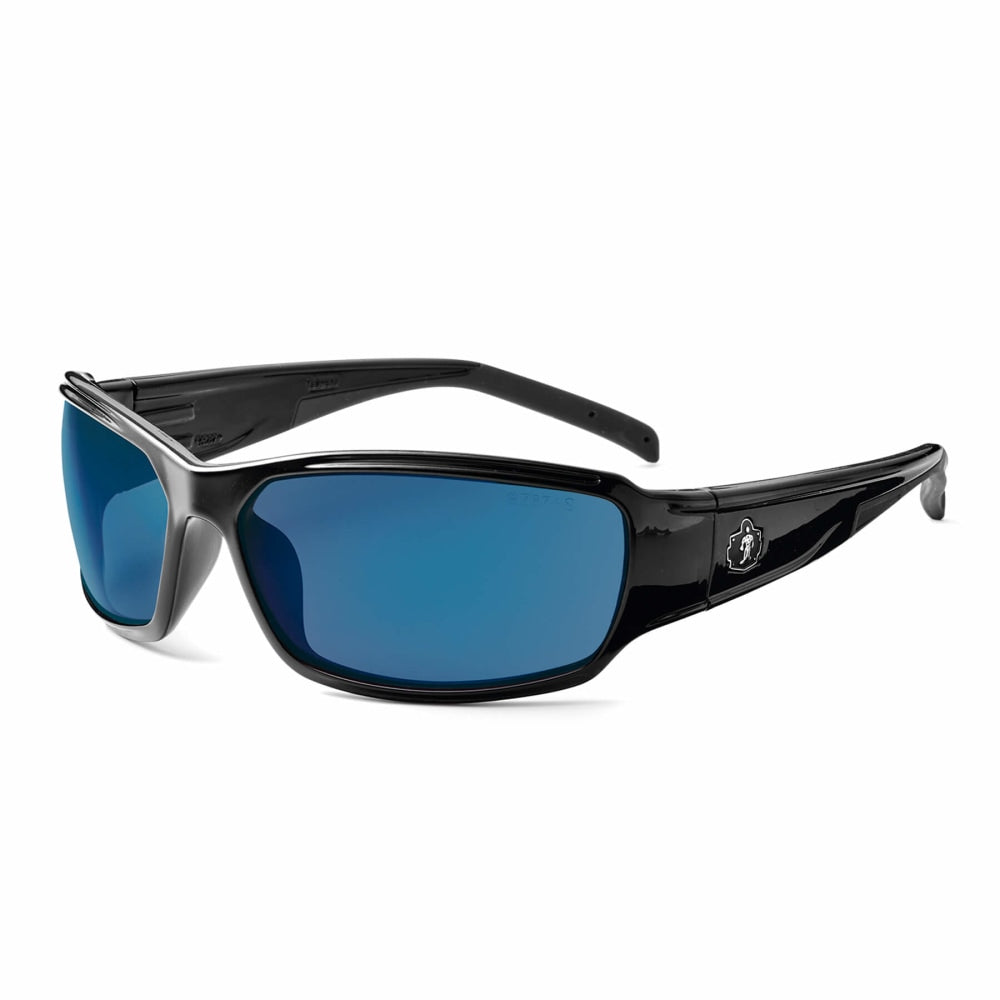 Ergodyne Skullerz Safety Glasses, Thor, Black Frame, Blue Mirror Lens