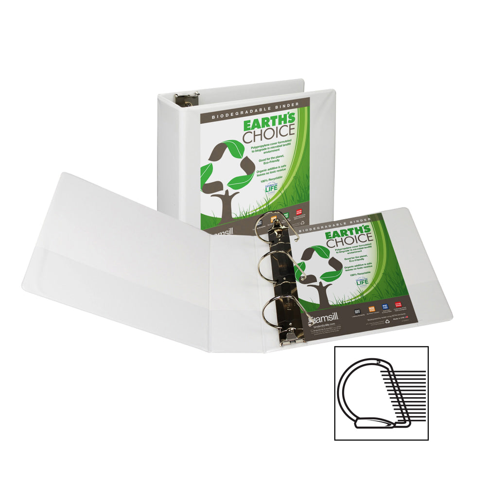 Samsill Earths Choice Vue 3-Ring Binder, 4in D-Rings, White