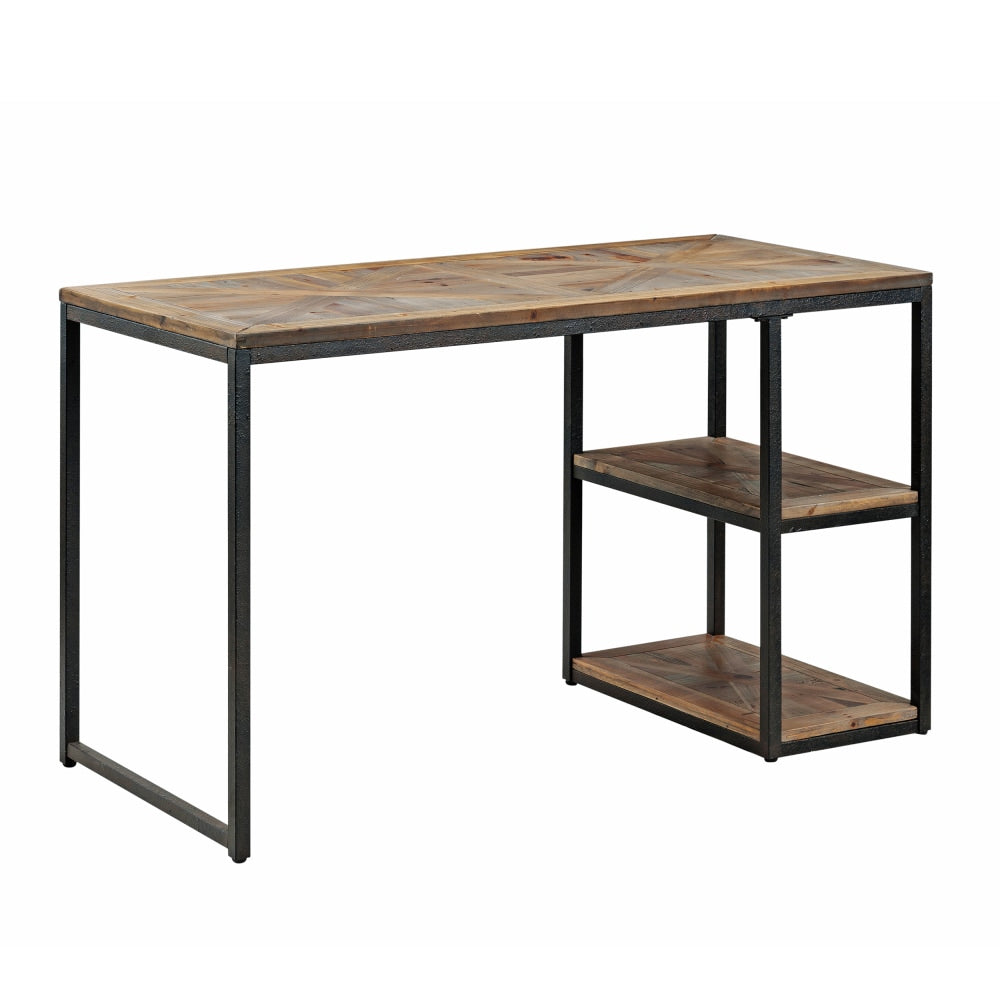 SEI Furniture Garviston 2-Shelf 50inW Writing Desk, Rustic Black/Distressed Fir