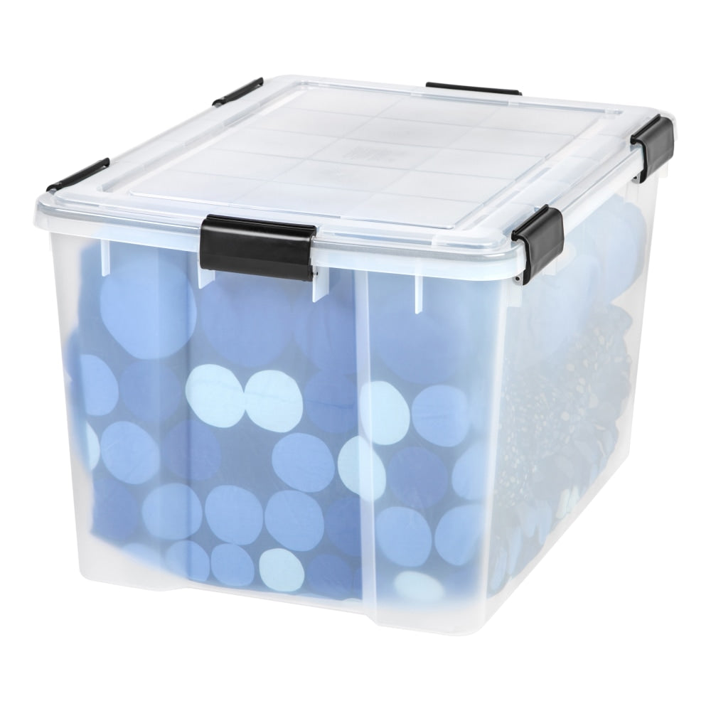 IRIS Weathertight Plastic Storage Container With Latch Lid, 14 1/2in x 17 3/4in x 23 5/8in, Clear