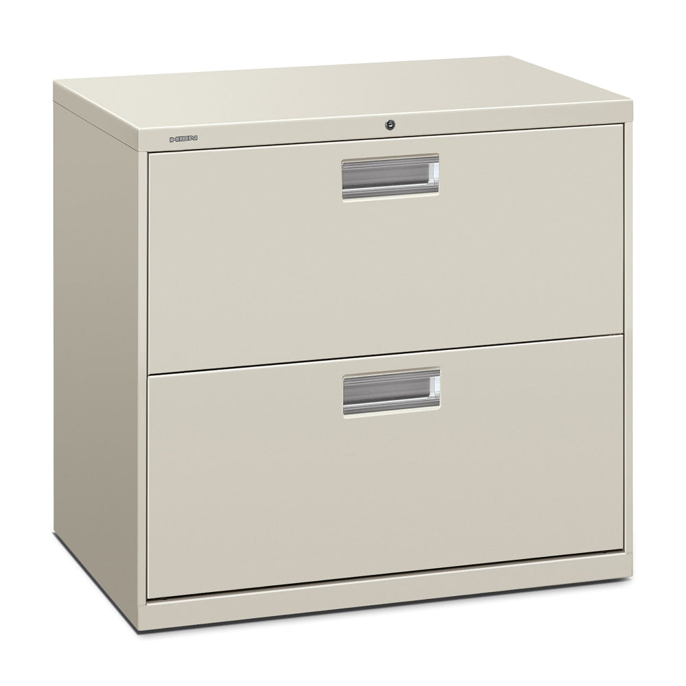 HON 600 30inW x 19-1/4inD Lateral 2-Drawer File Cabinet With Lock, Light Gray