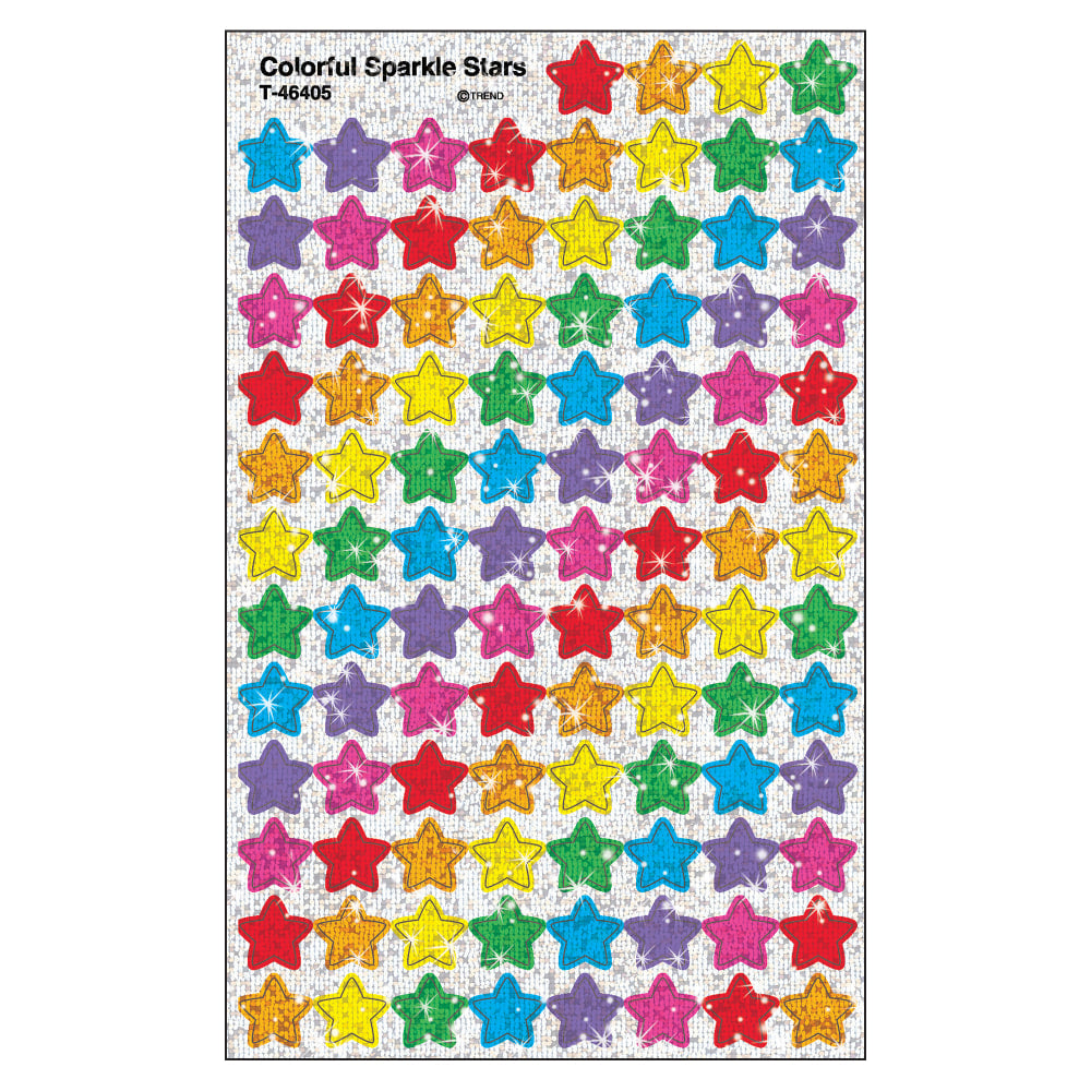 Trend superShapes Stickers, Colorful Sparkle Stars, 400 Stickers Per Pack, Set Of 6 Packs