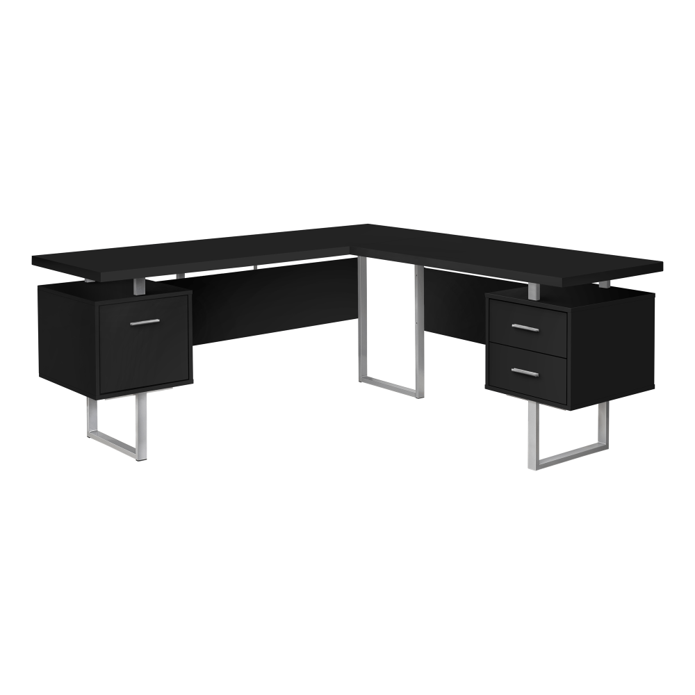 Monarch Specialties Dallas 71inW L-Shaped Corner Desk, Black