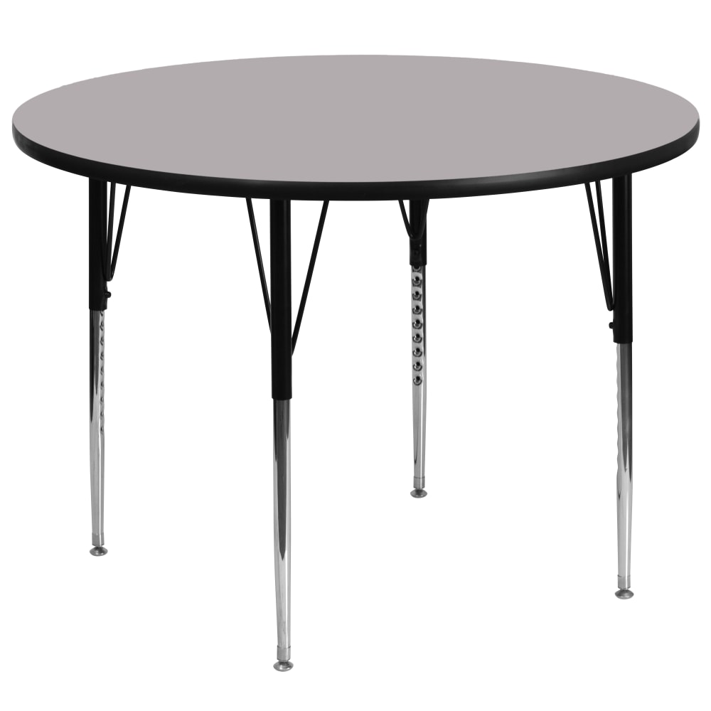 Flash Furniture 60in Round Thermal Laminate Activity Table With Standard Height-Adjustable Legs, Gray