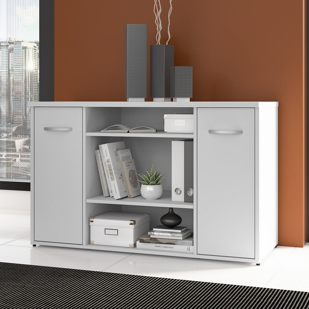 Bush Business Furniture Studio C 48inW Office Storage Cabinet With Doors And Shelves, White, Standard Delivery