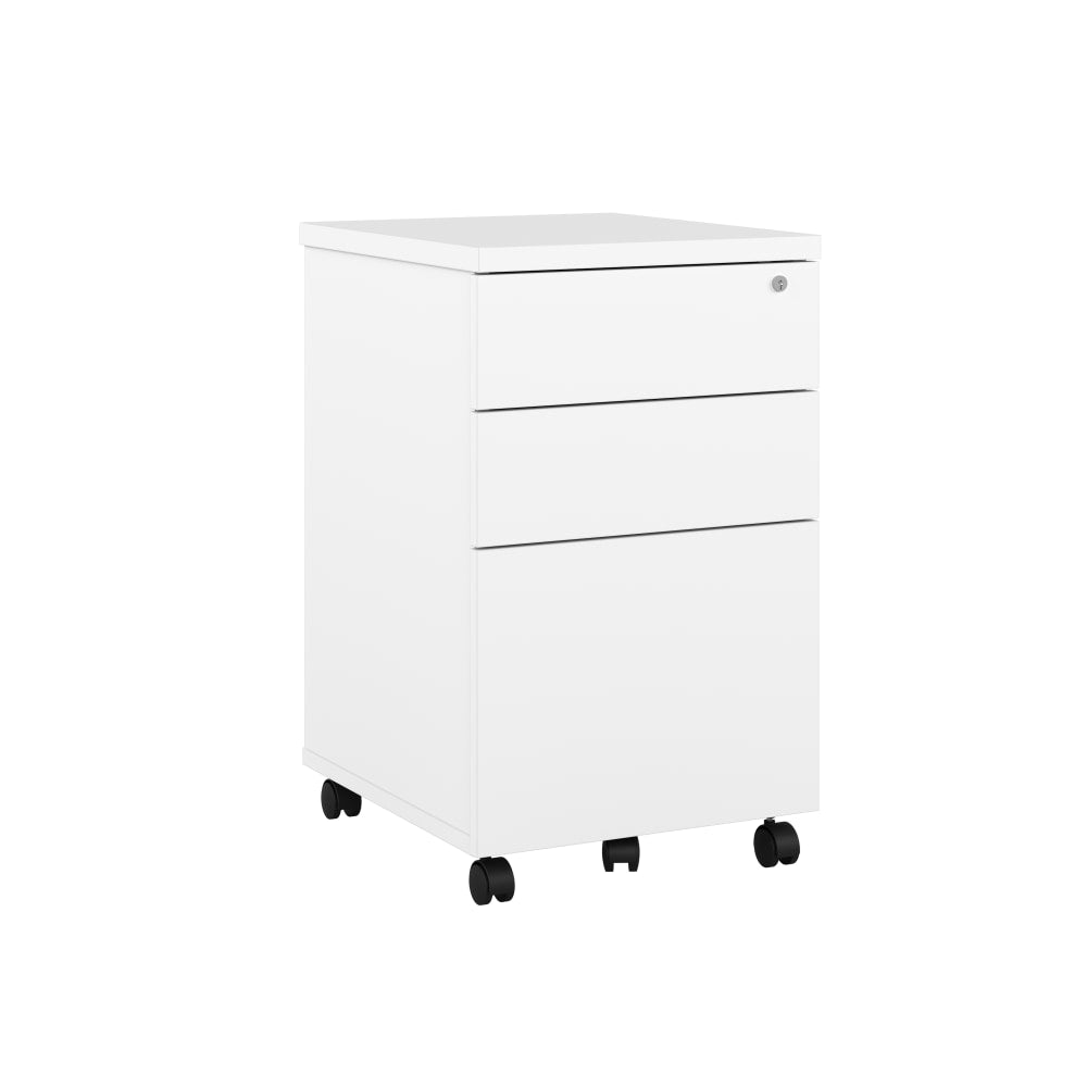 Bestar Universel 18inD Vertical 3-Drawer Mobile Pedestal File Cabinet, White