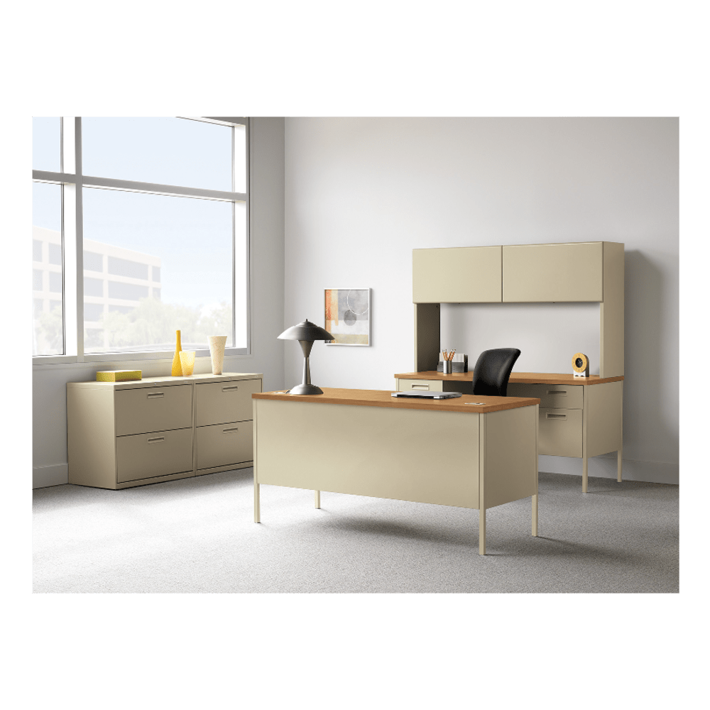 HON Metro Classic 72inW Double-Pedestal Computer Desk, Harvest/Putty