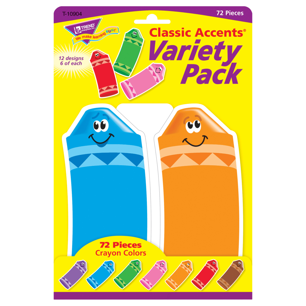 TREND Classic Accents, Crayon Colors, 72 Accents Per Pack, Set Of 3 Packs