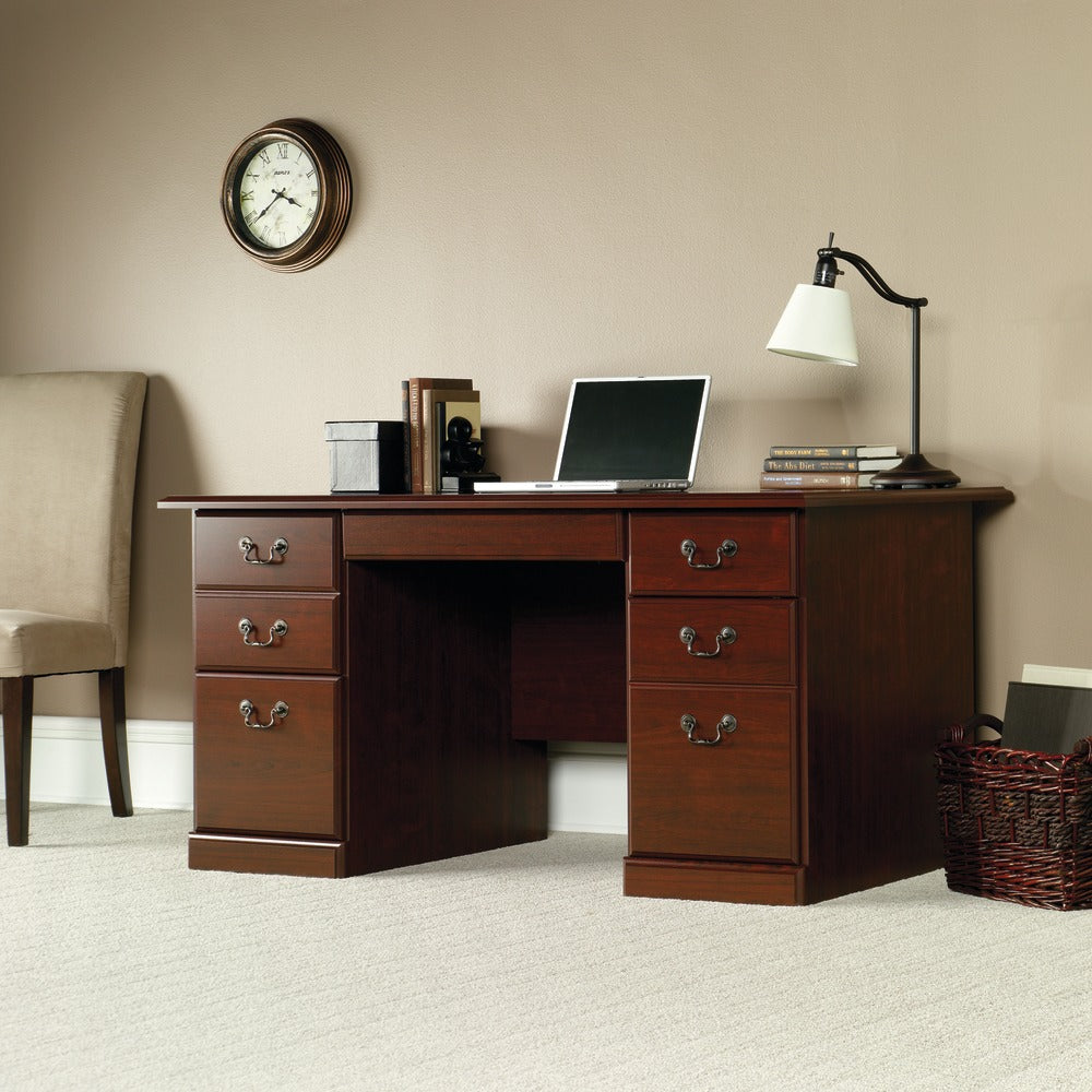 Sauder Heritage Hill 60inW Executive Computer Desk, Classic Cherry