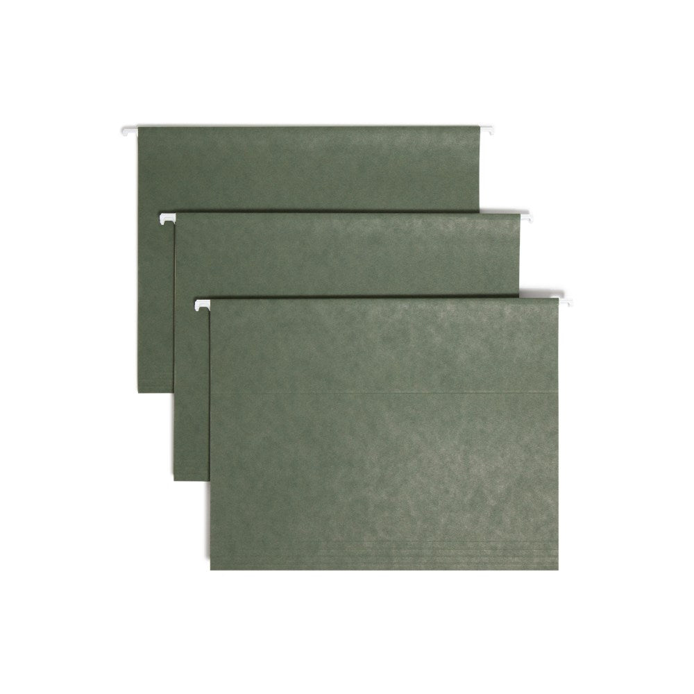 Smead Premium-Quality Hanging Folders, 1/5-Cut Tabs, Letter Size, Standard Green, Pack Of 25 Folders