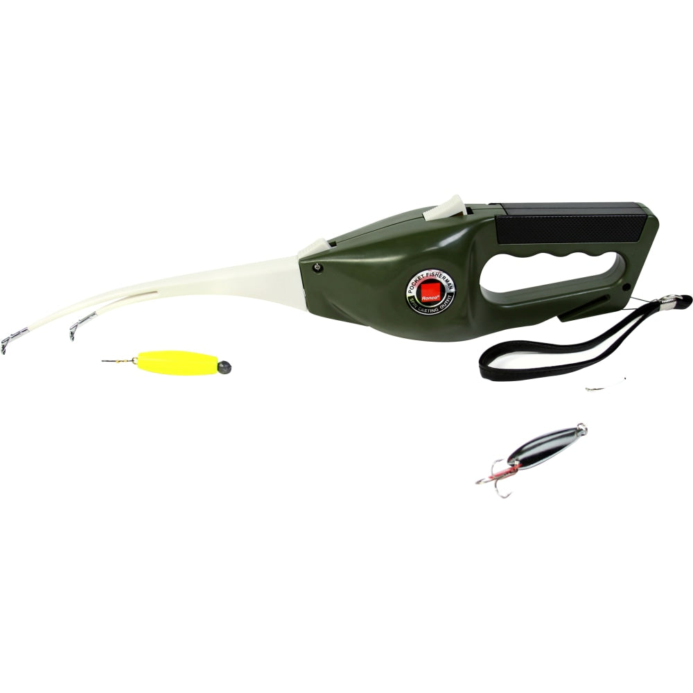 Ronco Pocket Fisherman With Bonus Lure, 3-3/4in x 16-3/4in x 4in, Green