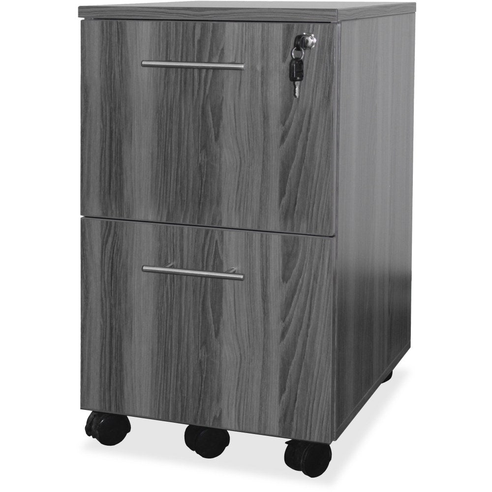 Mayline Gray Laminate File/File Mobile Pedestal File - 18in x 15.5in x 26.8in - 2 x File Drawer(s) - Material: Steel - Finish: Gray, Laminate