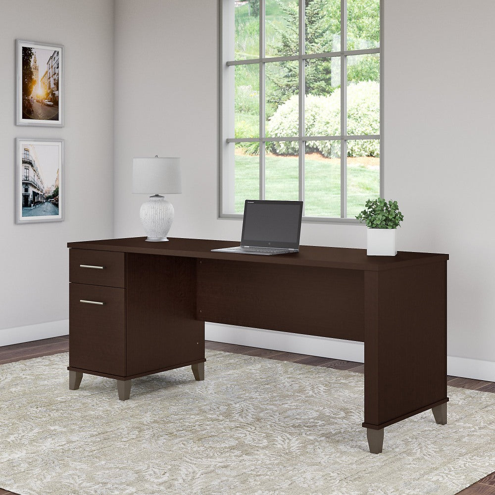 Bush Furniture Somerset Office 72inW Computer Desk With Drawers, Mocha Cherry, Standard Delivery