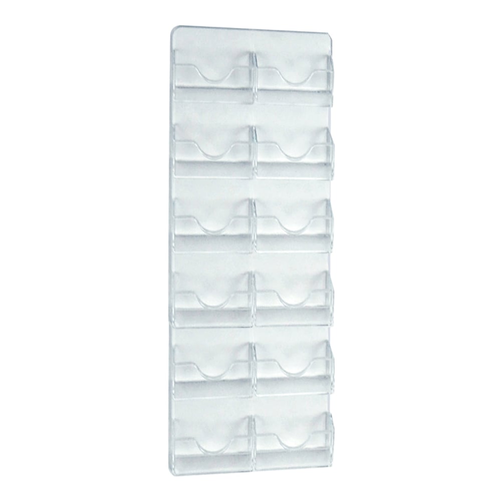 Azar Displays 12-Pocket Wall Mount Business/Gift Card Holders, 18inH x 8inW x 1-13/16inD, Clear, Pack Of 2 Holders