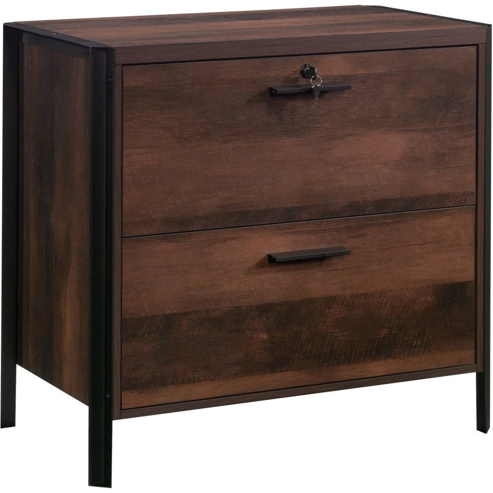 Sauder Briarbrook Commercial 32inW x 18-1/2inD Lateral 2-Drawer File Cabinet, Barrel Oak/Black