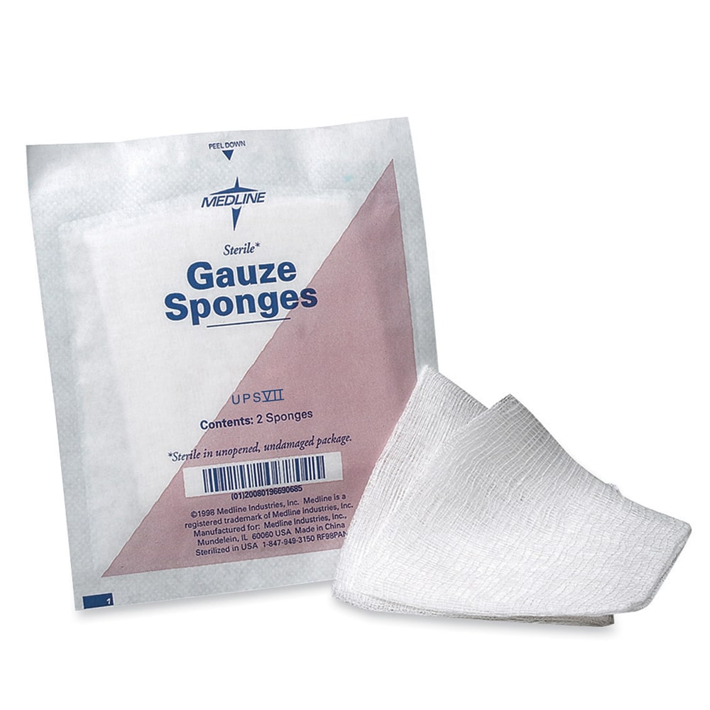 Medline Non-Sterile Woven Gauze Sponges, 12-Ply, 2in x 2in, White, Box Of 200