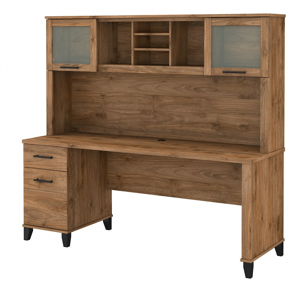 Bush Furniture Somerset 72inW Office Desk With Hutch, Fresh Walnut, Standard Delivery