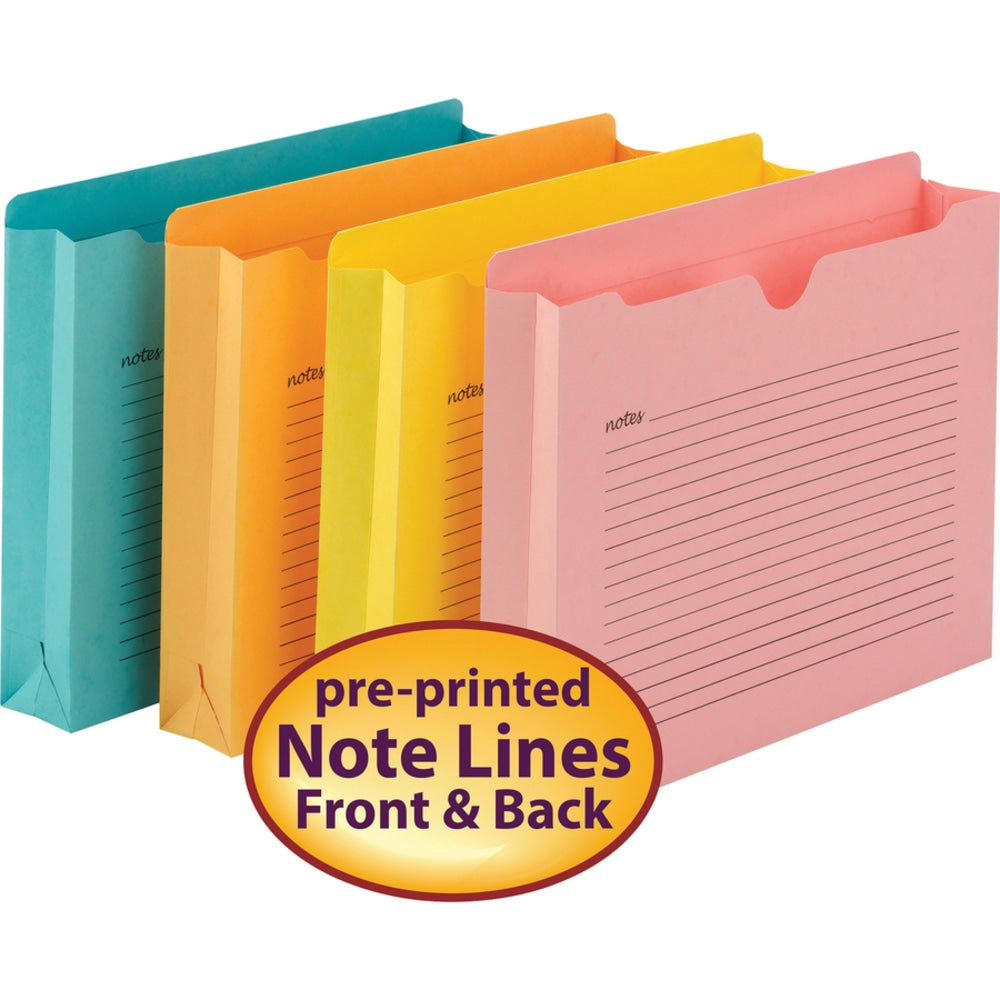 Smead Notes File Jackets, 2in Expansion, Letter Size, 8 1/2in x 11in, Assorted Colors, Pack Of 12 File Jackets