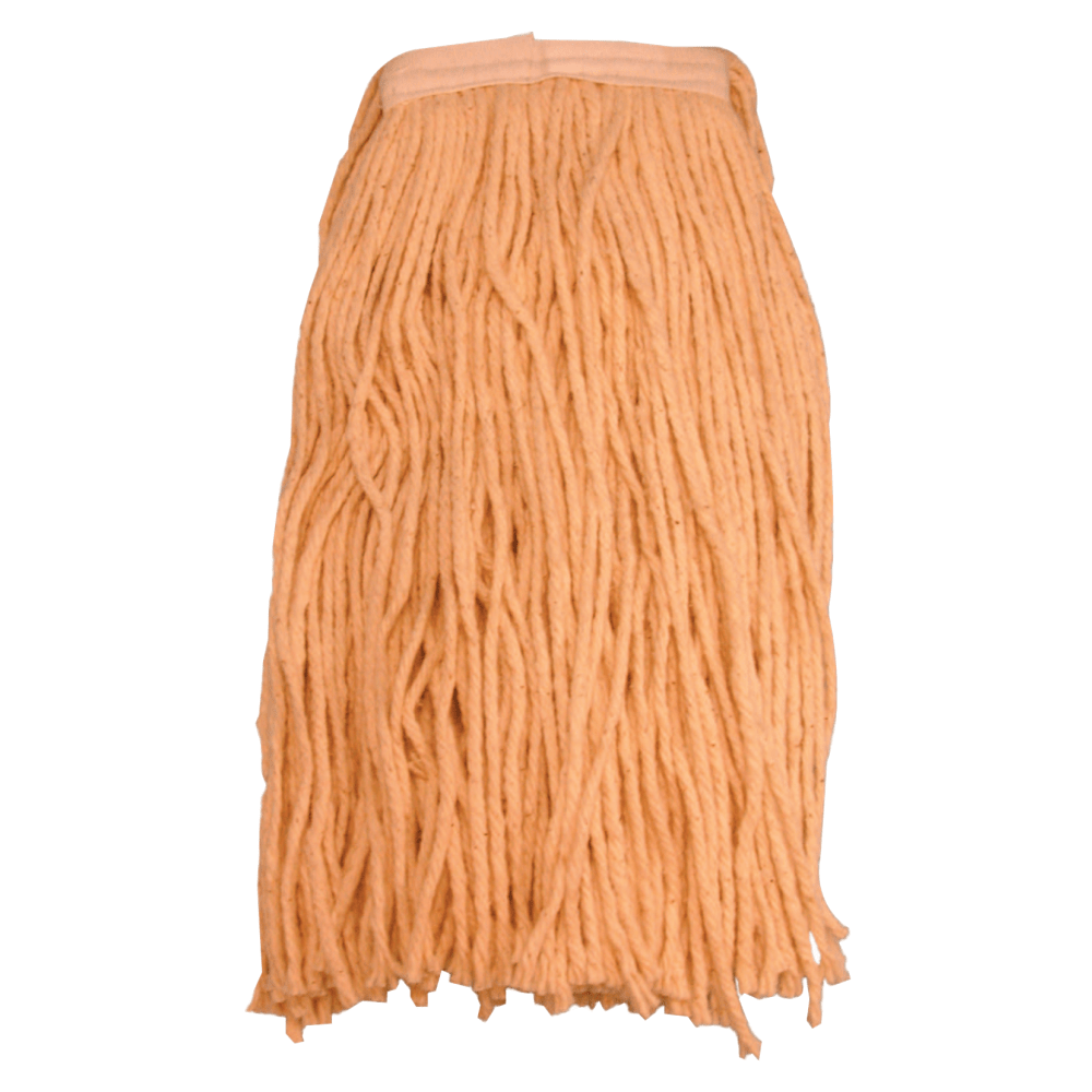 Magnolia Brush 4-Ply Cotton Mop Heads, Regular, 24 Oz Capacity, Orange, Pack Of 12 Mop Heads