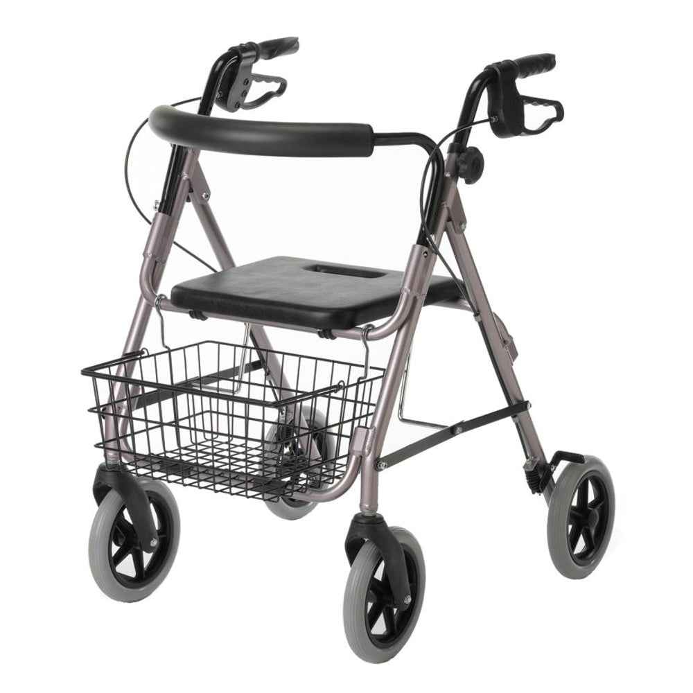 Medline Guardian Deluxe Aluminum Rollator, 8in Wheels, Rose