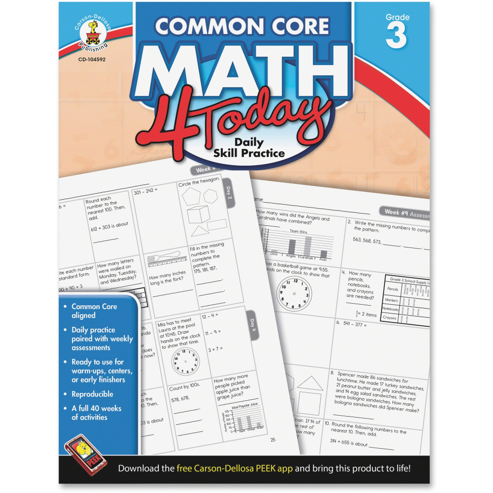 Carson-Dellosa Common Core Math 4 Today, Grade 3