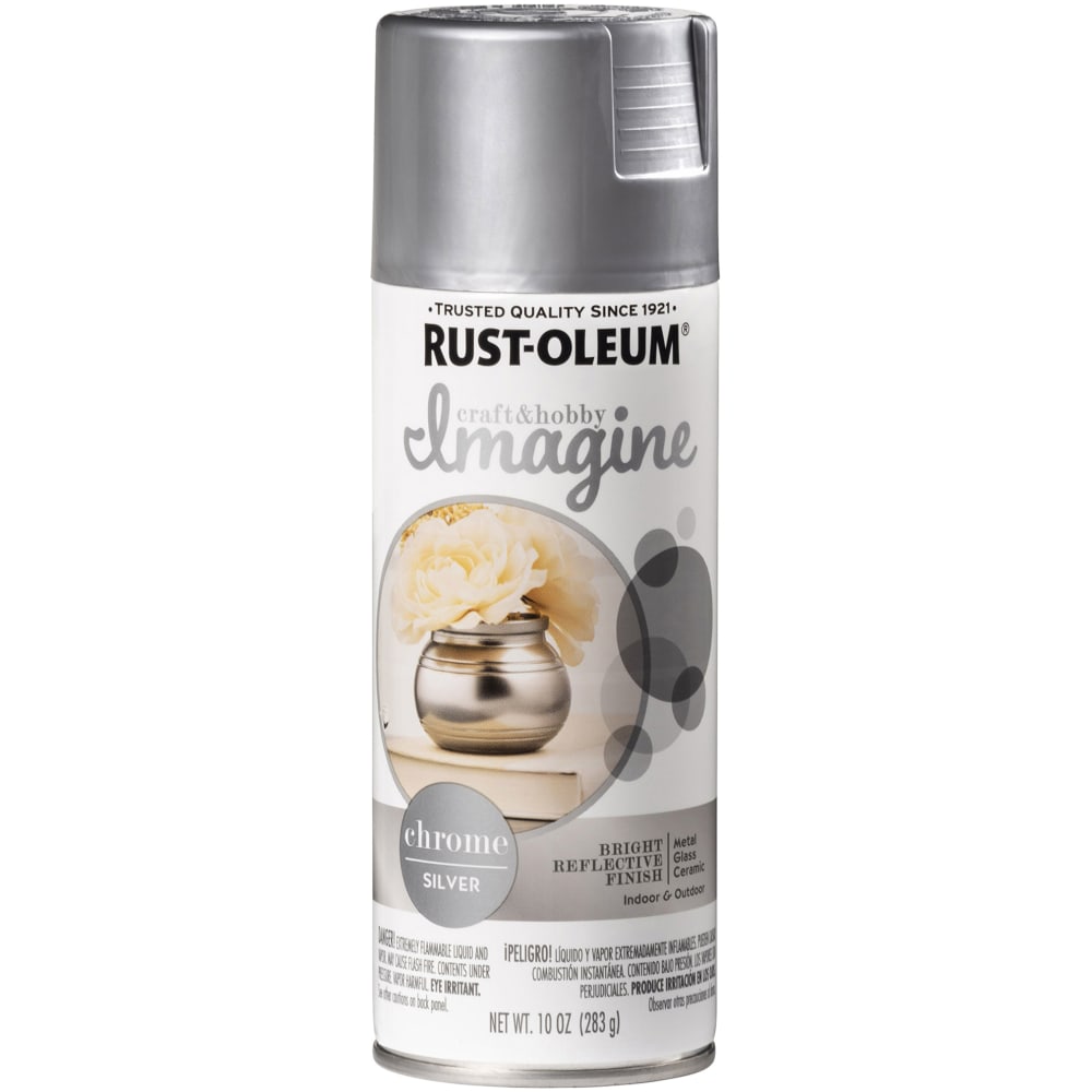 Rust-Oleum Imagine Craft and Hobby Glitter Chrome Spray Paint, 10 Oz, Silver, Pack Of 4 Cans