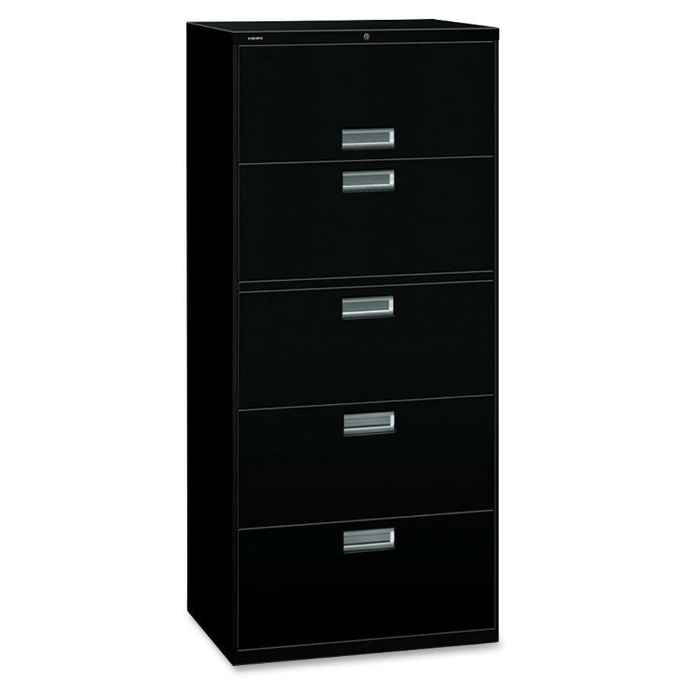 HON Brigade 600 30inW x 18inD Lateral 5-Drawer File Cabinet, Black