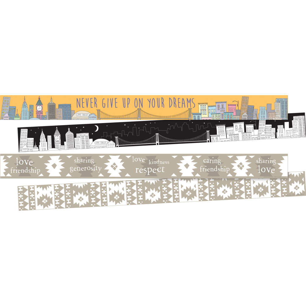 Barker Creek Double-Sided Straight-Edge Border Strips, 3in x 35in, City Skyline, Set Of 24 Strips